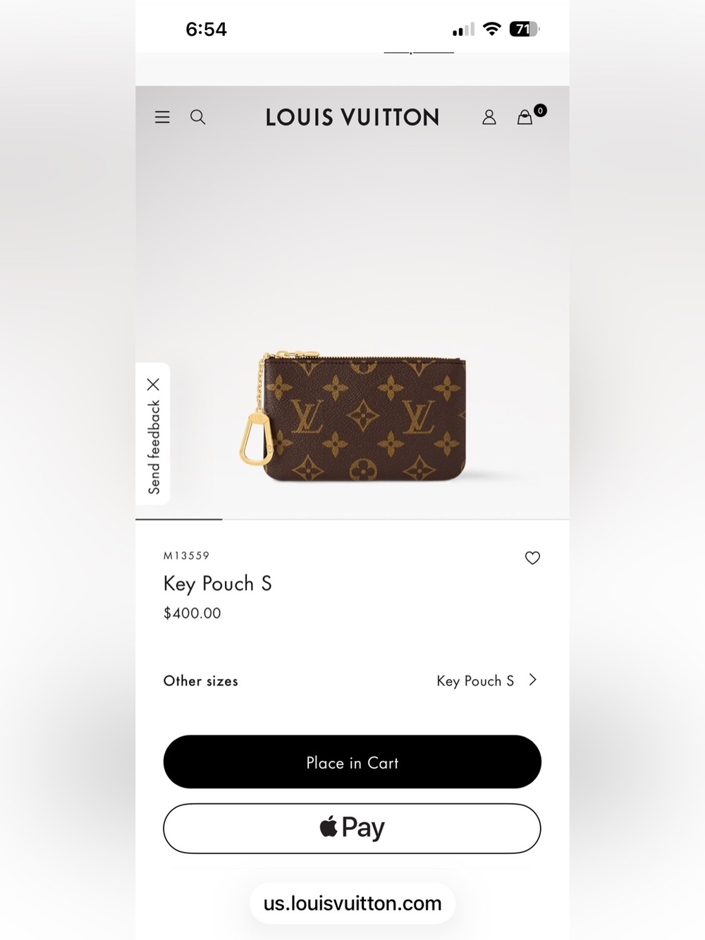Louis Vuitton Monogram Canvas Zip Pouch in Brown and Gold - Picture 3 of 6